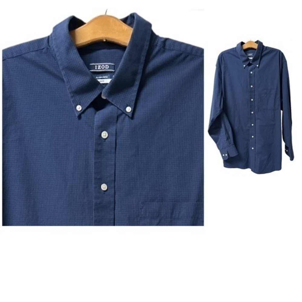 Men's Big FIT‎ Dress Shirt Stretch plaid (Big ) 18 34/35 blue (1193)